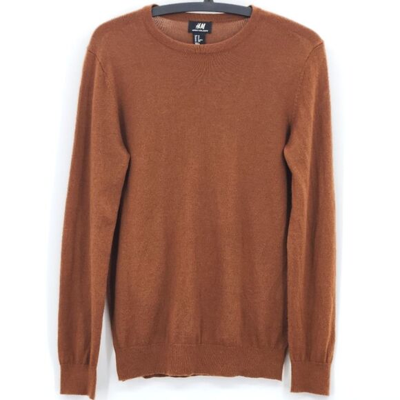 H&M Sweater Womens Size XS Brown Merino Wool Blend Crewneck Dark Academia Preppy - Picture 1 of 7